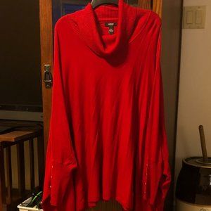 Alfani Woman Asymmetrical red cowl neck sweater